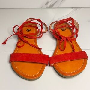 Rekayla Red Tie Up Sandals Size 9